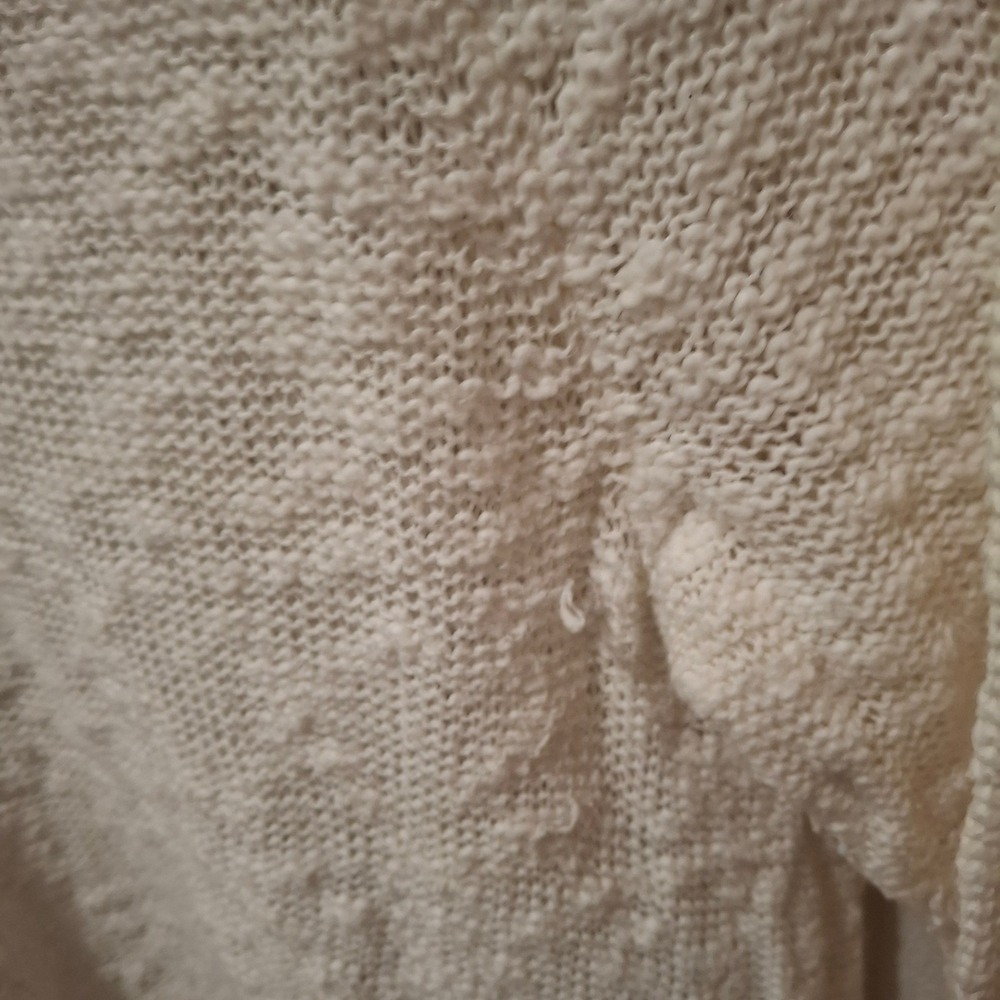 Neiman Marcus Ivory Cotton Knit Sweater Tunic Top Size L Loose Weave - Picture 3 of 7